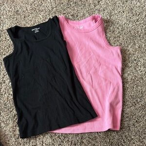 Cat & Jack Classic Black and Pink Tank Tops
